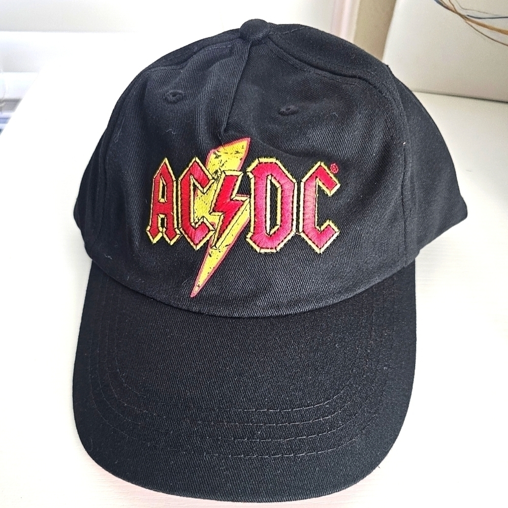 NWT Baseball Hat w AC/DC Rock Band Logo in Red & Yellow OS Adjustable